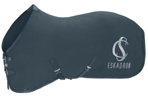 ESKADRON Classic Sports Waffle Cotton Abschwitzdecke Pferd – 100% Baumwolle, Kreuzbegurtung, Ocean, 145 cm/L