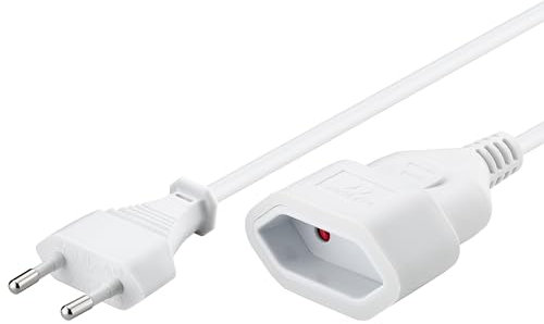 Goobay 51356 Câble d'alimentation Rallonge/Câble d'alimentation/Rallonge pour Prise Type C européenne sur Prise Type C européenne Femelle / 2m / 250V / 0.75 mm² câble Plastique 2 / Blanc