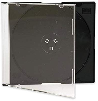 Maxtek Ultra Thin 5.2mm Slim Clear CD Jewel Case with Built in Black Tray, 50 Pack.