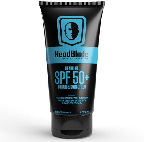 HeadBlade HeadLube SPF 50 Männer Lotion und Sonnencreme - Ohne Fettigkeit, schweißresistent, formuliert für Gesicht, Körper und Kopfhaut - Wasserfest für 80 Minuten, 148 ml