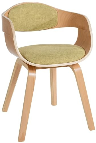 CLP Esszimmerstuhl ergonomisch Kingston,Lehnstuhl mit umlaufender Rückenlehne, Holzgestell belastbar bis 150 kg, Farbe:Natur/hellgrün