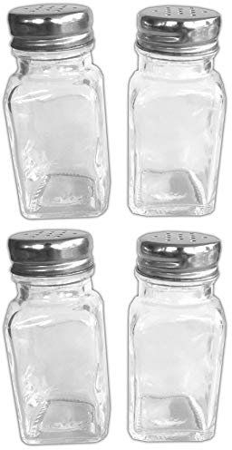 HAC24 Set di 4 spargispezie in vetro con coperchio in acciaio inox, contenitore per spezie, sale e pepe