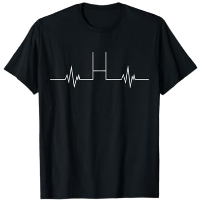 Lustige Rugby Outfits by Rugger Wear - Rugby Heartbeat - Herzschlag EKG mit Rugby Tor T-Shirt für Rugby Fans - Unisex, Schwarz, S