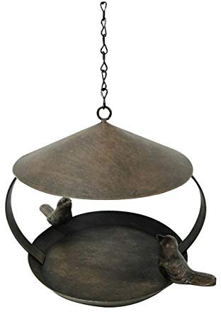 Dehner Natura Premium Wildvogel Futterspender Sahara, Futterstation / Tränke für Wildvögel, Futterstelle wetterfest / hängend, inkl. Aufhängevorrichtung, Ø 19 cm, Höhe 16 cm, Metall, schwarz