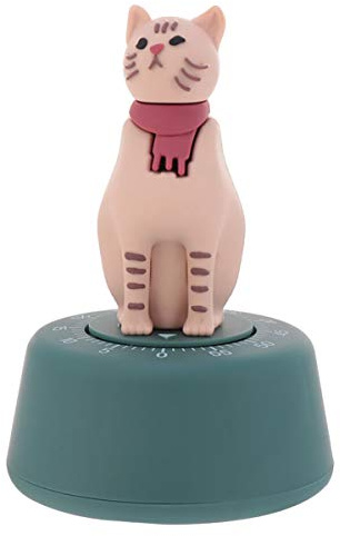 STOBOK Mechanischer Küchentimer Katze Uhrwerk Timer Ohne Batterie Lern-Timer Und Arbeitserinnerung Für Backen Kochen Eier Pfannkuchen Kekse Kuchen Zuhause Und Büro 4.33X2.83X2.76In