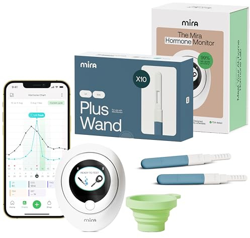 Mira Fertility Plus Tracking Monitor Kit with 10 Estrogen + LH Ovulation Test Wands and Connected App, Patented Smart System Predicts Ovulation with Actual LH and E3G Concentrations