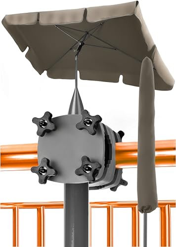 4smile Sonnenschirm Balkon SunnyShade, Taupe - 3-in-1 SET Sonnenschutz Balkon - UPF 50+ Sonnenschirm rechteckig 200 x 125 cm + Sonnenschirmhalter Balkongeländer + Sonnenschirmhülle