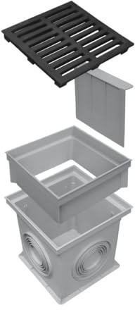 Marley Einlaufschacht 300x300mm mit Gussrost Aufsatz Geruchsverschluss Hofablauf Bodenablauf