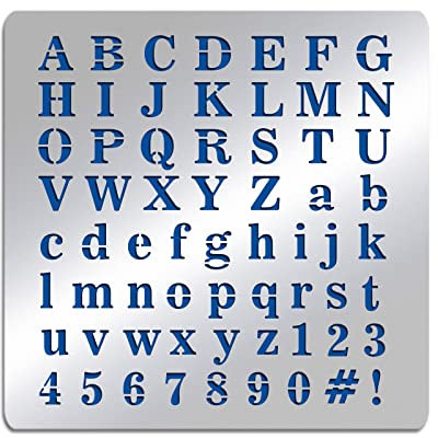 BENECREAT Buchstabenschablonen Aus Mattem Metall, A Bis Z Alphabet & Nummer & Symbol Schablonenvorlage zum Malen, Holzverbrennung, Leder Brennt, Gravur, Scrapbooking, 15.6x15.6 cm