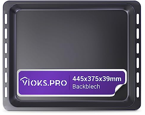 Vioks.pro Tiefes Backblech 445 x 375 x 39mm Hoch Ersatz für Whirlpool 481010764532 Backblech Emailliert - Fettpfanne/Pommesblech für Backofen Set