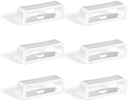 SAVITA 6 Pièces Boucle de Bracelet de Montre 20mm, Passantde Silicone Remplacement du Dispositif de Retenue Anneaux de Fixation pour Intelligente (Blanc)