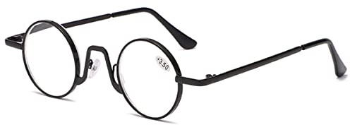 KOOSUFA Runde Lesebrille Blaulichtfilter Damen Herren Klein Metall Ultra Leicht Retro Nerdbrille Lesehilfen Sehhilfe Vollrandbrille Anti Müdigkeit Brille mit Stärke 1.0 1.5 2.0 2.5 3.0 3.5 4.0