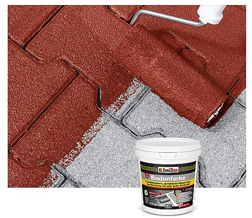 Isolbau Peinture pour sol - 1,5 kg - Peinture pour sol et béton pour cave, garage, atelier - Revêtement de sol imperméable pour intérieur et extérieur - Rouge rustique (RAL)
