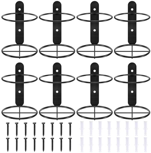 NISHZHU 8 PCS Wand Montiert Weinregal, Einzelnes Weinregal, Metall-Wandhalter für Rotweinflaschen mit Schrauben (Schwarz)