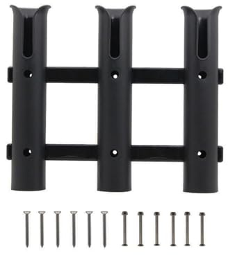 Support de Canne à pêche - 3 Tubes - Support Mural Portable pour Canne à pêche - pour Bateaux, Garage, glacière, remorque (Noir)