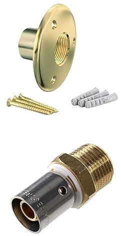 Arcanaute - Applique murale avec raccord - Applique pour fixation de robinet de jardin - Tube PER Ø12 - Raccord à sertir M 1/2 (15/21) -