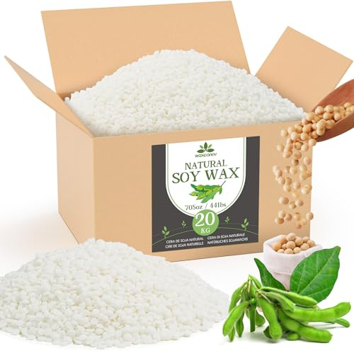 Cera de Soja para Velas, Cera para Velas Premium 20kg de Waxcanpy, Cera para Velas Caseras, Cera de Soja 100% Natural para La Fabricación de Velas DIY