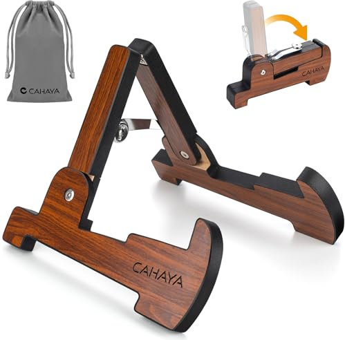 CAHAYA Soporte Plegable para Guitarra de Madera: A-Frame Soporte para Guitarra Soporte Universal para Guitarra Acústica, Guitarra Eléctrica y Bajo, CY00364-1