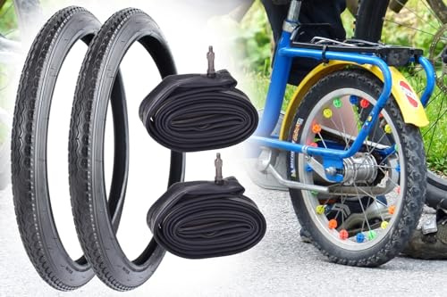 BISOMO 2 Fahrradreifen 20 x 1,75 Zoll, Fahrrad Reifen 47-406, Drahtreifen + Schlauch 20 x 1,75/2,125 Zoll Dunlop Ventil Fahrradventil, Jugendfahrrad Kinderfahrrad BMX