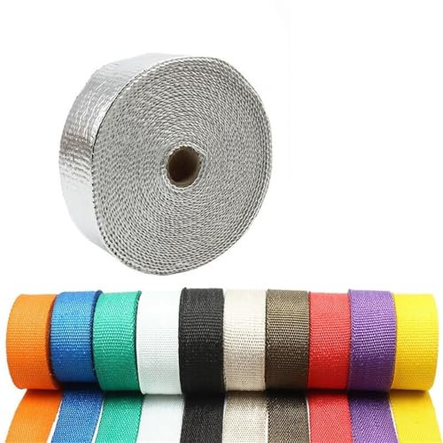 HESHUWEN Hitzeschutzband 1 Stück Motorrad Auspuff 5 cm * 5 m Abgaswärme Unbrennbarer Turbokrümmer Thermisches Auspuffband Mainfold Wärmedämmstoffrolle Auspuff Hitzeschutzband(5cm 5m Orange)