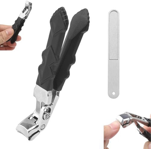 HENGBIRD Outfany - Tagliaunghie Pro per piedi, tagliaunghie per anziani, con lima per unghie con punta rotonda argentata