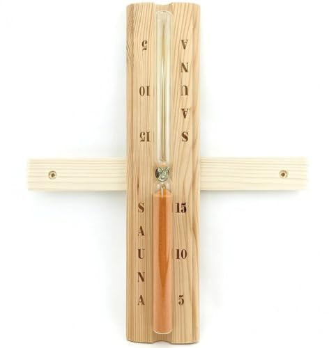Zghhc Sauna-Sanduhr, 15 Minuten genaue, hitzebeständige, rotierende Sauna-Sanduhr aus Holz für Saunaraum, Büro, Restaurant