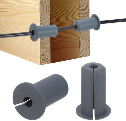 M METERXITY 2-Pz Kit Instradamento Cavi, per Foro a Parete da 3/4 Pollice Passacavo Silicone, Passacavo a Parete, Boccola Copertura Foro a Parete per Cavo Ethernet [Lunghezza 38mm, Grigio]