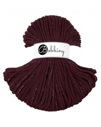 Bobbiny Premium Baumwoll-Flechtschnur - 5mm x 100m - Vielseitige Makramee-Kordel für Stricken, Weben, DIY-Basteln und Heimdekoration - Hochwertige Bunte Bastelschnur - Golden Burgundy