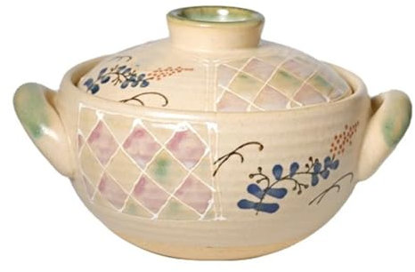 UPWONEC Casseruola in Stile Retrò, Pentola Di Zuppa, Pentola Di Cottura Multifunzionale, Dipinto A Mano Underglaze, Vaso Di Stufato Di Grande Capacità, Pentola Rotonda Classica,3l