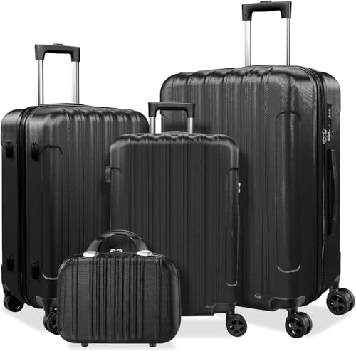 Absead 4 teiliges Gepäckset – Hartschalen-Gepäck Set mit Spinner Rädern und TSA-Schloss Leichtes und einfach zu tragendes langlebiges Gepäckset