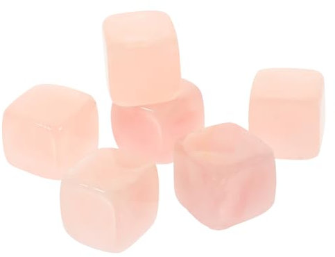 SOESFOUFU 6pcs Pink Quartz Reusable Ice Cubes for Drinks Whiskey Stones Ice Cubes Decorative