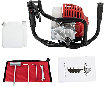 ACROSSPART Earth Auger Petrol Fence Post 2 Stroke Petrol Fence Post Hole Digger Earth Auger Digger Single Cylinder Air-Cooled Earth Digger Garden Hole Digger Auger No Drill Bit