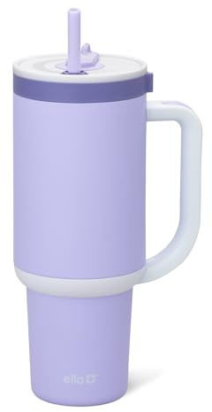 Ello Oasis 40 oz Tumbler with Handle & Retracting Straw | Reusable Insulated Stainless Steel Cup 100% Leakproof, Gifts for Teens Women Men | Keeps cold for 20 Hours, Cup Holder Friendly, Twilight