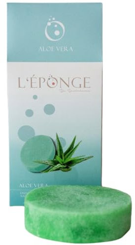 L'ÉPONGE - Spugna da doccia Aloe Vera | Innovativa 4 in 1 spugna da bagno con sapone naturale schiumoso, profumo intenso e delicato effetto esfoliante, spugna naturale fino a 30 lavaggi