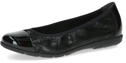 CAPRICE Ballerines Femme en Cuir Confortables, Noir (Black Rep.Comb), 40 EU