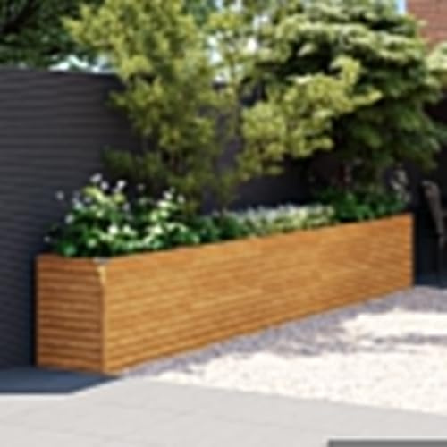 IKAYAA Hochbeet Metall Pflanzkübel Rostig für den Garten - Frühbeet Blumenkasten Pflanzkasten aus Cortenstahl - 482 x 50 x 69 cm
