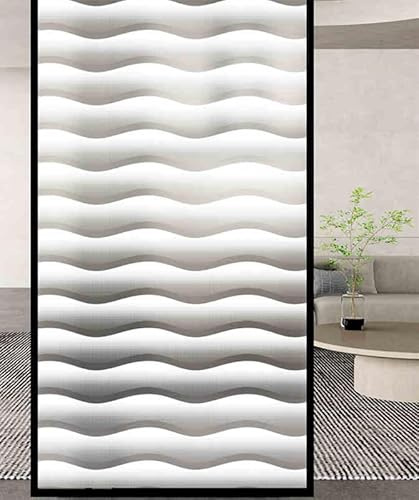 Vinilos para Cristales 45X90CM Olas Vinilo Adhesivo Cristal Ventana Privacidad,Vinilo Translucido para Ventanas,Lámina Privacidad Ventana Window Film Anti UV