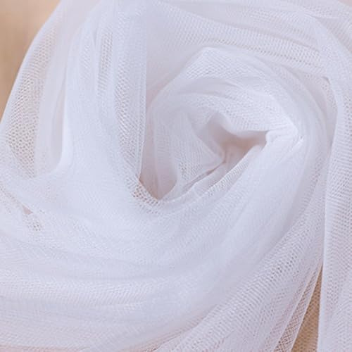 Duories 200cm x 230cm Mash Stoff Meterware, Extra Breit Softtüll Netzstoff Tüllstoff zum Nähen, Tüll Stoff für Bekleidung Gardine Tischdecken Hochzeit Vorhang Freihanddeko Tüllrock Party Deko,Weiß