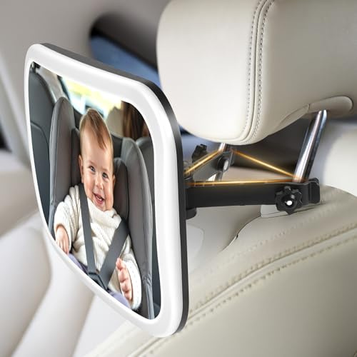 Vicloon Baby Car Mirror, Baby Mirror for Car Back Seat, Shatterproof & Shakeproof, Easy to Install, 360°Rotation Anti-Dropout Stroller Mirrors with Wide Clear View, Newborn Essentials