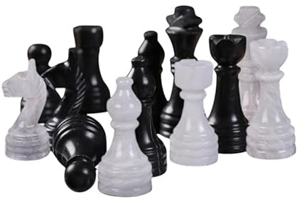 Ensemble d'échecs en marbre fait à la main – Ensemble d'échecs de luxe fait à la main pour adultes – Planches de qualité supérieure – 10, 12, 15 et uniquement figurines (blanc et noir) (échecs de 30,5