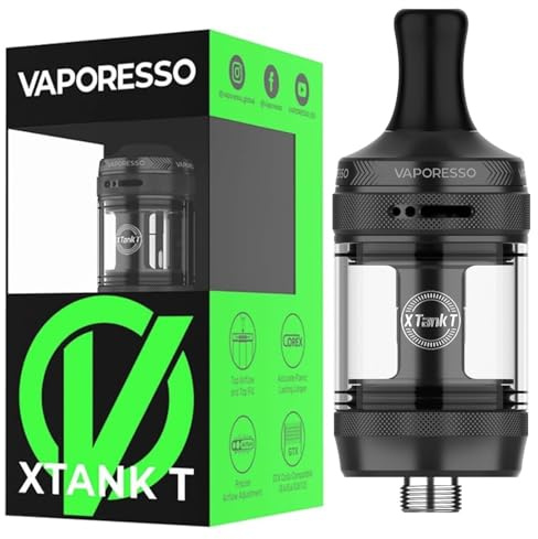 Vaporesso XTank T Tank (3ml)‌ -Atomizador de 22.4mm diámetro con carga superior Compatible con resistencias GTX (0.6Ω/1.2Ω) Para vapeo MTL/DTL No Nicotine (Gris)