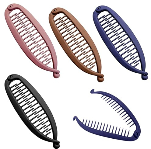 4 Stück Banana Clip, Bananenspange Haare, Banana Clip Dickes Haar Groß Hair Clip Französische Bananen Klammer, Bananen Haarspangen Damen, Rutschfeste Pferdeschwanz Halter für Damen