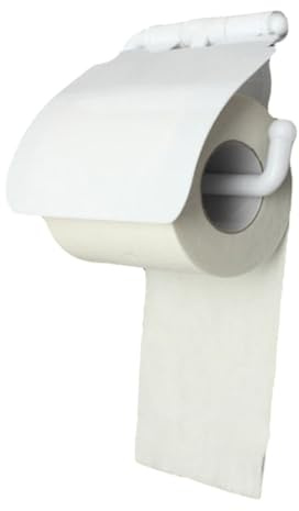 FONDOTIN Porte-Papier Toilette Mural à Ventouse Blanc avec Couvercle Étanche Rangement pour Jusqu à Installation sans Perçage Adapté Surfaces Lisses pour Salle de Bain