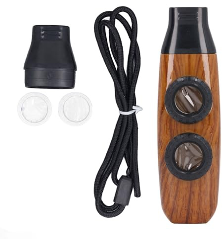 Yctze Kazoo Flöte, Verstellbares Musikblasinstrument mit Zwei Löchern, Doppelmembraninstrument mit Silikonmundstück, Ideal für Auftritte Im Freien, 115 X 32 X 20 Mm (Naturholzfarbe)