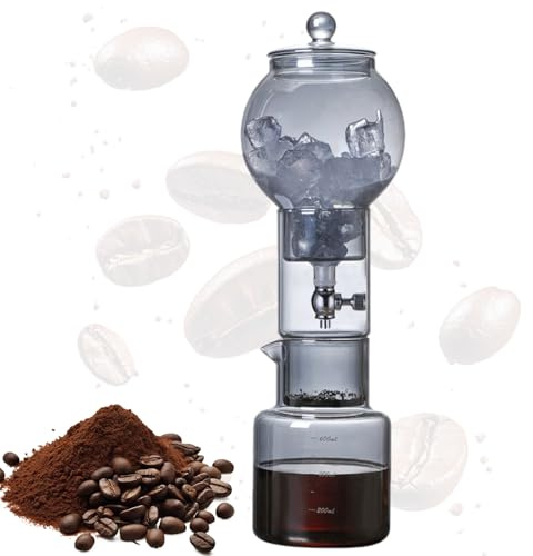 Gotero de Hielo de Torre Hecho a Mano, Cafetera de torre de goteo Cold Brew, Cafetera de Goteo en Frío Ice Cold Brew Dripper, máquina de café frío de Vidrio Desmontable, Torre de café frío de(Color:A)