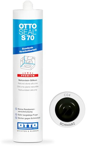 OTTOSEAL S 70 Premium-Naturstein-Silikon 310ml C04 schwarz - Keine Randzonenverschmutzung - Sicher gegen Schimmel & ideal für Bad, Küche & Wohnbereich