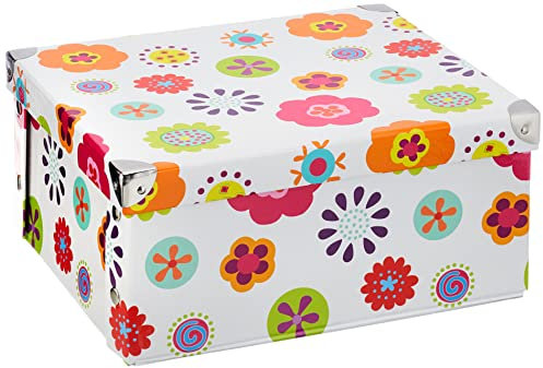 Zeller 17852 Aufbewahrungsbox, Kids, Pappe, ca. 31 x 26 x 14 cm, Blumen - Mehrfarbig