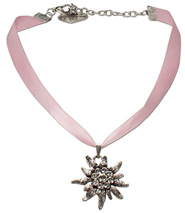 Alpenflüstern Satin-Trachtenkette Strass-Edelweiß - Damen-Trachtenschmuck Dirndlkette in traditionellen Farben DHK115