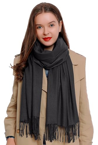 DonDon Écharpe femme hiver chaud et douce Châle Etole Foulard 185 x 65 cm - anthracite