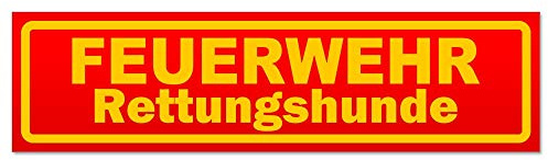 Kiwistar - Autoaufkleber - Feuerwehr Rettungshunde V2 - Hinweis Sticker selbstklebend für Kfz, Fahrrad, PKW, LKW - 20cm - Gelb - Rot - Auto Aufkleber Heckscheibe, Stoßstange